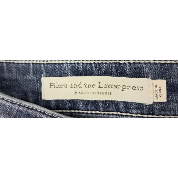 Pilcro Anthropologie Jeans Size 32 Blue High Rise Bootcut Embroidered Cropped - Picture 7 of 14